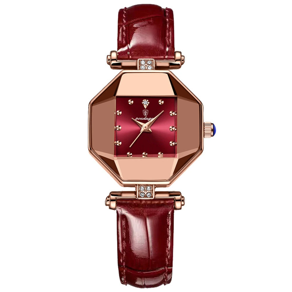POEDAGAR Women Watches Fashion Luxury Rhinestones Quartz Watch Polygon Pointer Waterproof Ladies Leather Wristwatch (image for) POEDAGAR Women Watches Fashion Luxury Rhinestones Quartz Watch Polygon Pointer Waterproof Ladies Leather Wristwatch